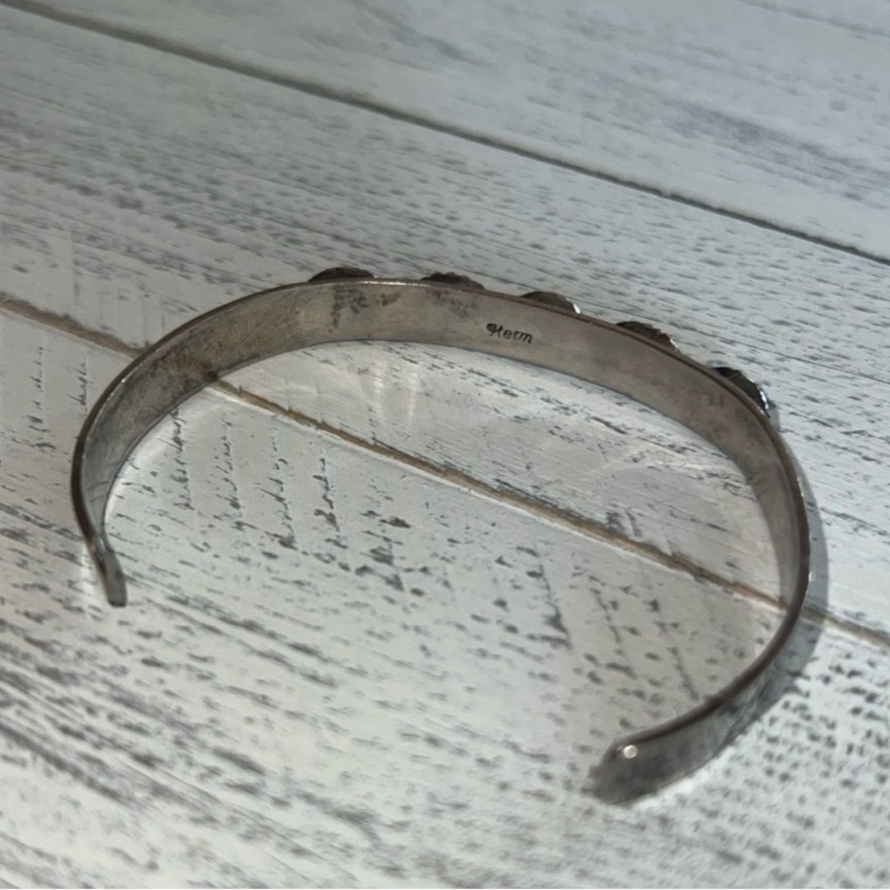 Native American Herman Smith Sterling Silver  Multi  Stone Cuff Bracelet - Picture 7 of 10